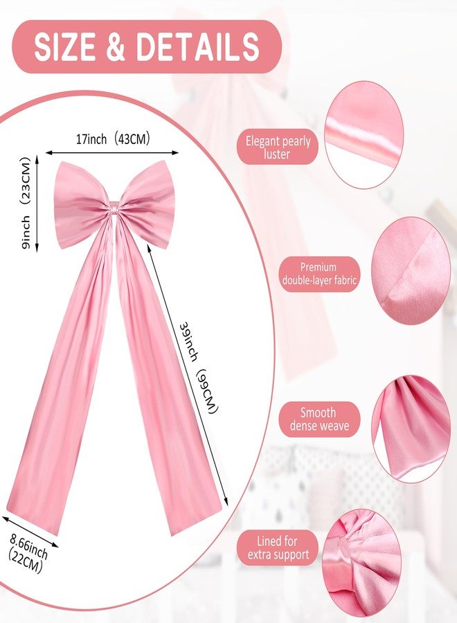yeload 6 Pack Oversized Pink Bows for Wall Decor - 17x39 Inch Coquette Ribbon Bows for Birthday Backdrop, Girls Room, Party & Aesthetic Home Decorations - Image 2